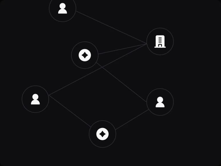 People, companies and tokens connected in a graph